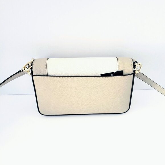 Kate Spade KH792 Lena Colorblock Pebbled Small Flap Crossbody Handbag Light Sand - Picture 4 of 6